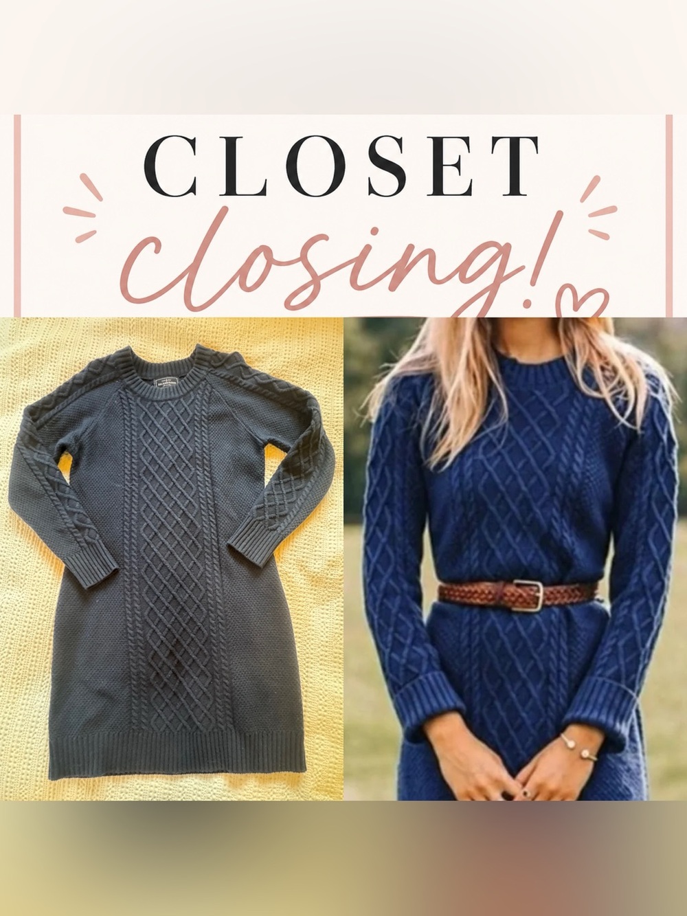 Last chance - Kiel James Patrick Knit Sweater Dress - Navy L